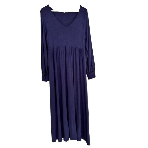 The Nines by Hatch Dress M Navy Blue Long Sleeve Stretchy Jersey Knit Maternity - Picture 3 of 9